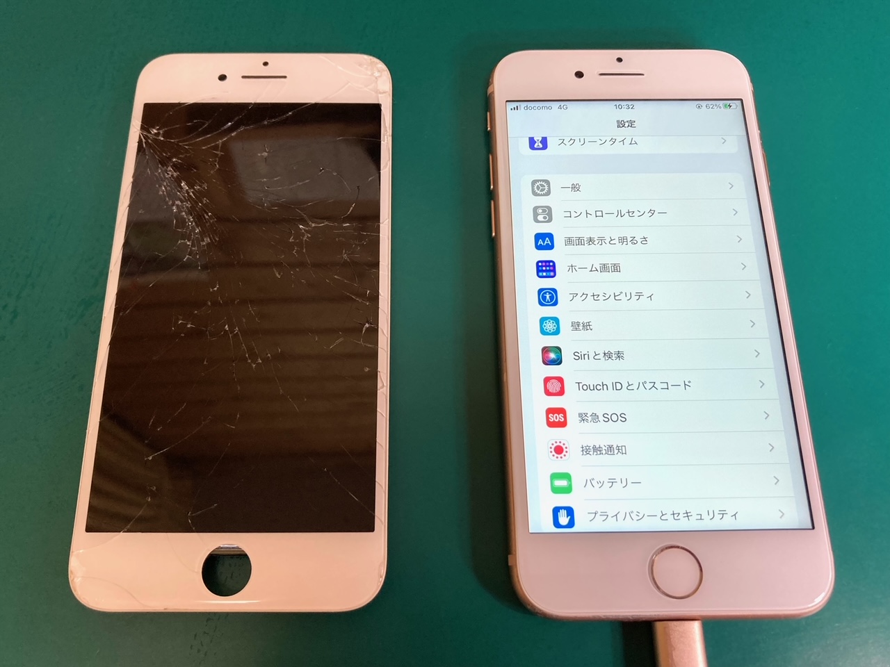 iPhoneガラス画面割れフロントパネル交換修理作業時間60分～お気軽にご相談ください。