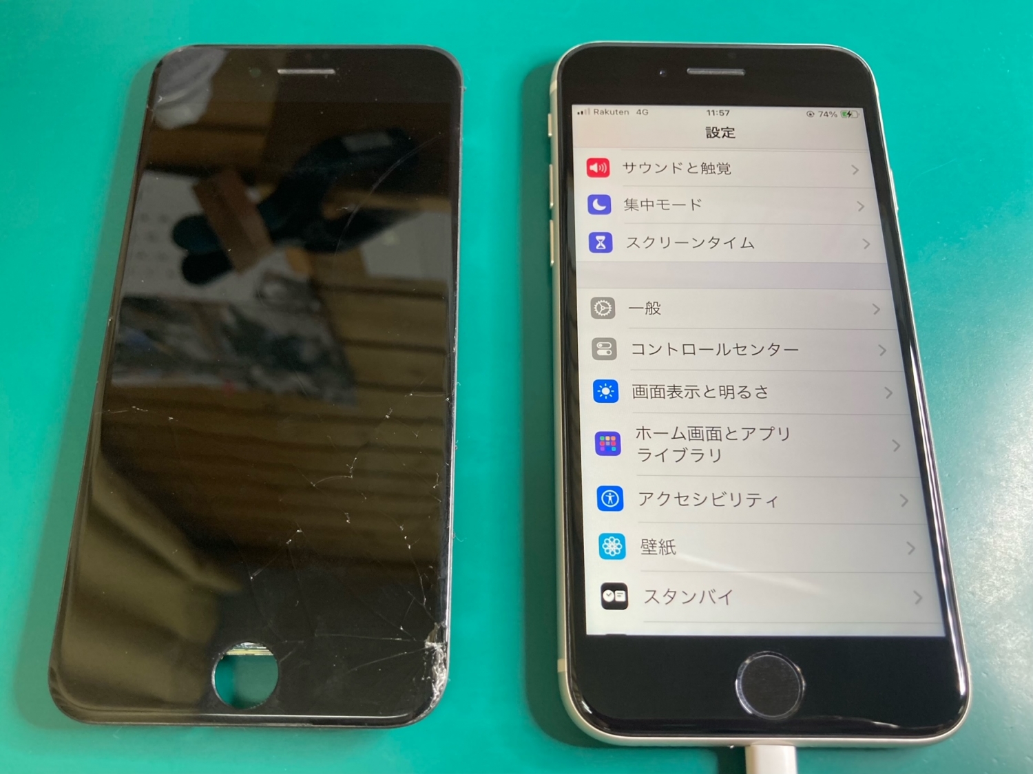 画面割れiPhoneフロントパネル交換作業時間60分～お気軽にお問い合わせください。