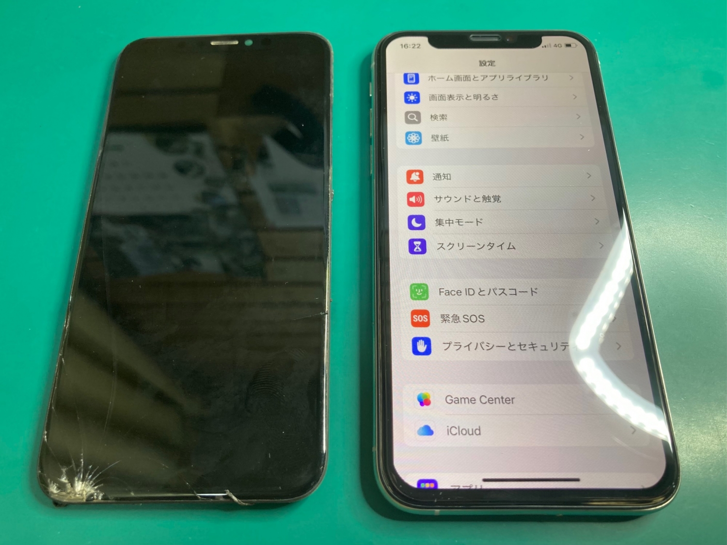 iPhone左下割れ＋上部タッチ不良が発生！フロントパネル交換できれいに直りました。