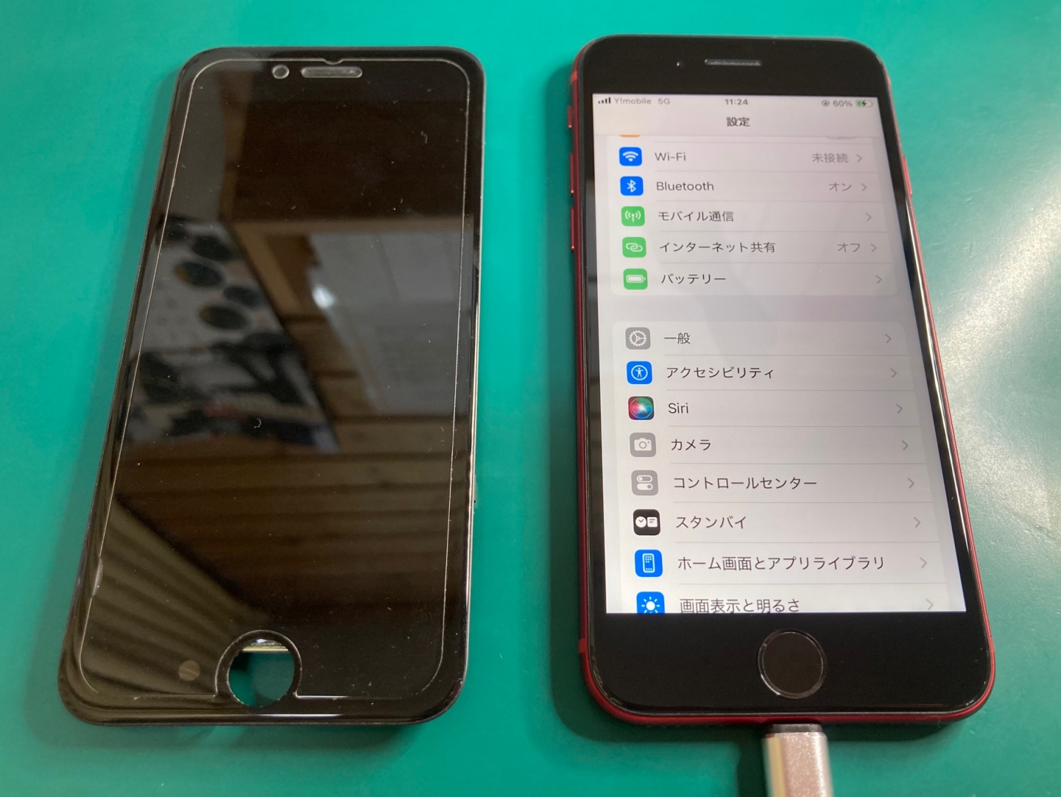 iPhoneを落として画面が真っ暗に！フロントパネル交換作業60分～お気軽にご相談ください。