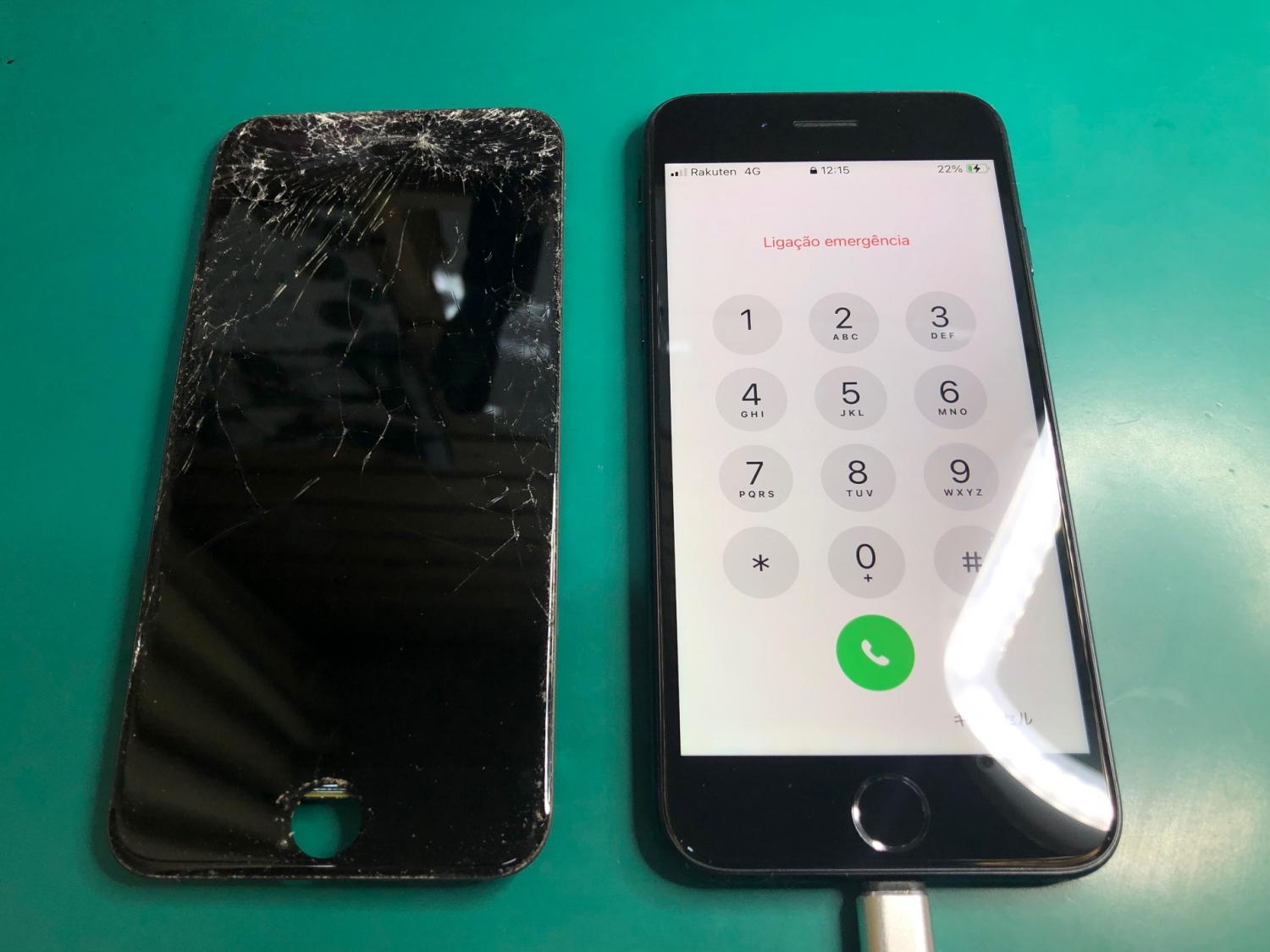 落として画面上部が粉々に！iPhone SE3の画面交換をさせていただきました。