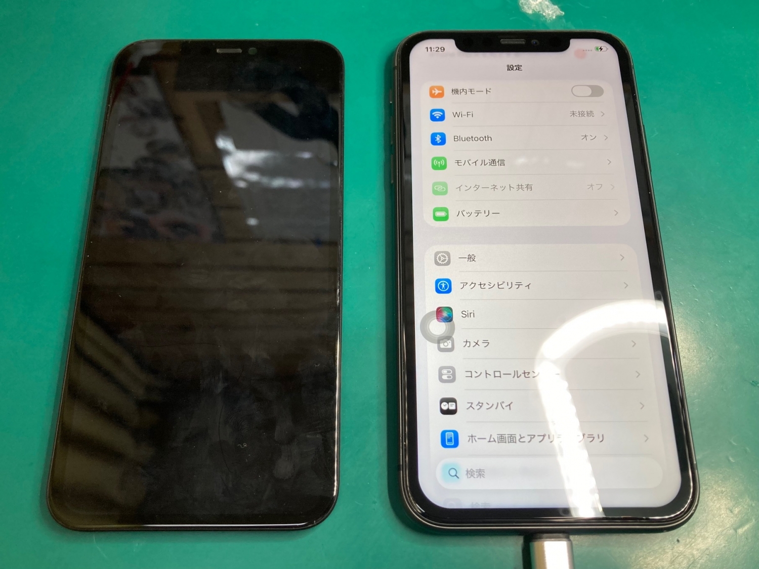 フロントパネル交換で、画面全体のタッチ操作ができないiPhone 11が直りました。