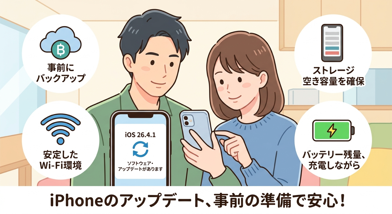 Apple、「iOS 26.4.1」配信開始！アップデート前のバックアップがおすすめです。