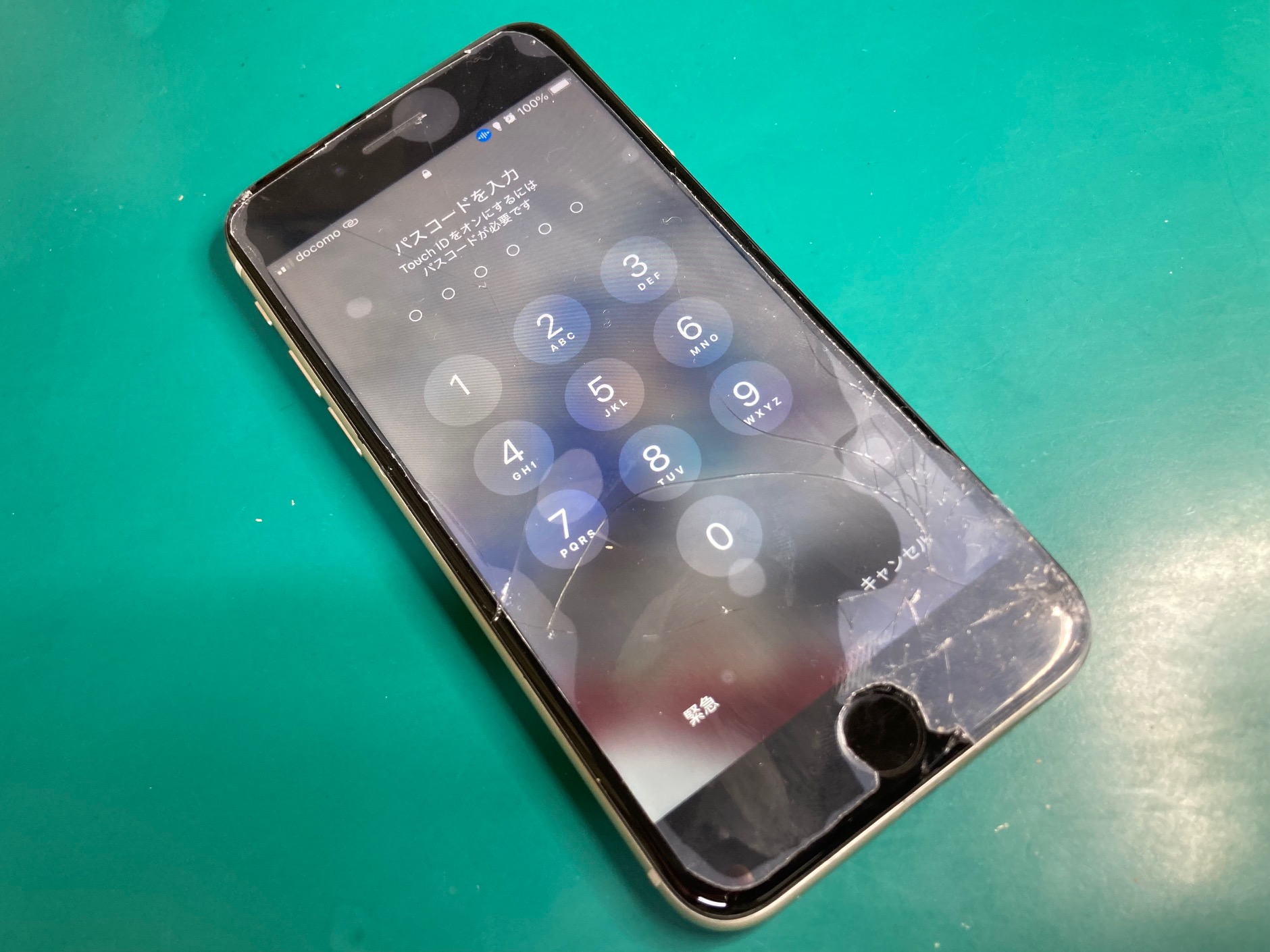 コンクリートに落としてiPhone画面割れ修理、学生割引10%オフさせて